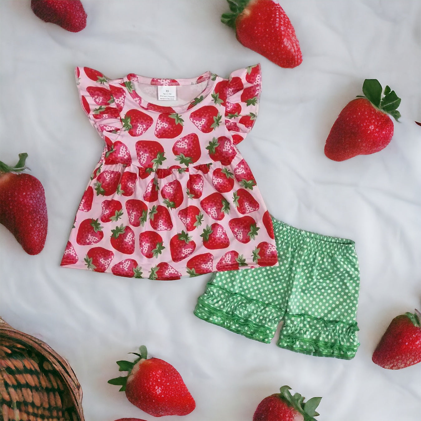 Strawberry soft shorts set