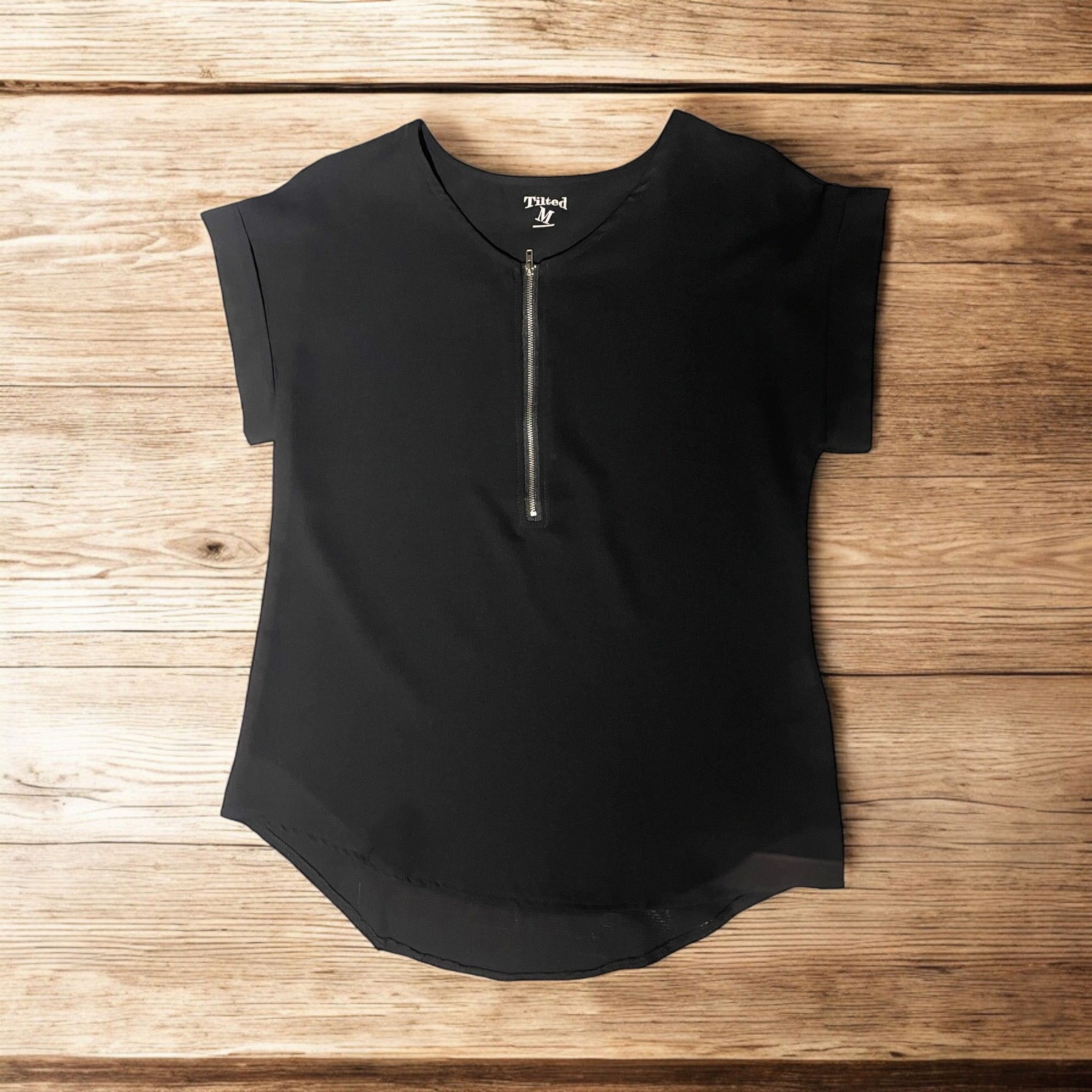 Black Zippered Blouse