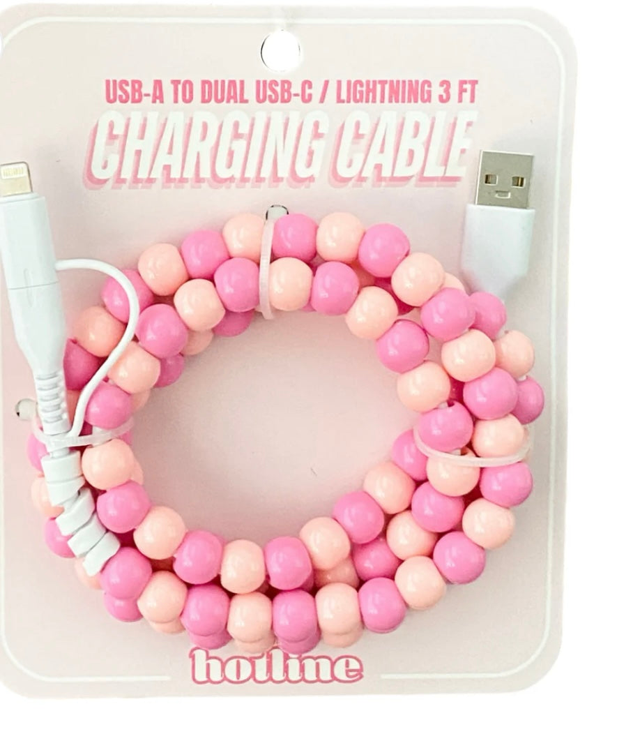 USB-A to Dual USB-C Lighting 3Ft Charging Cable