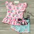 Cool Flamingo Girls Short Set