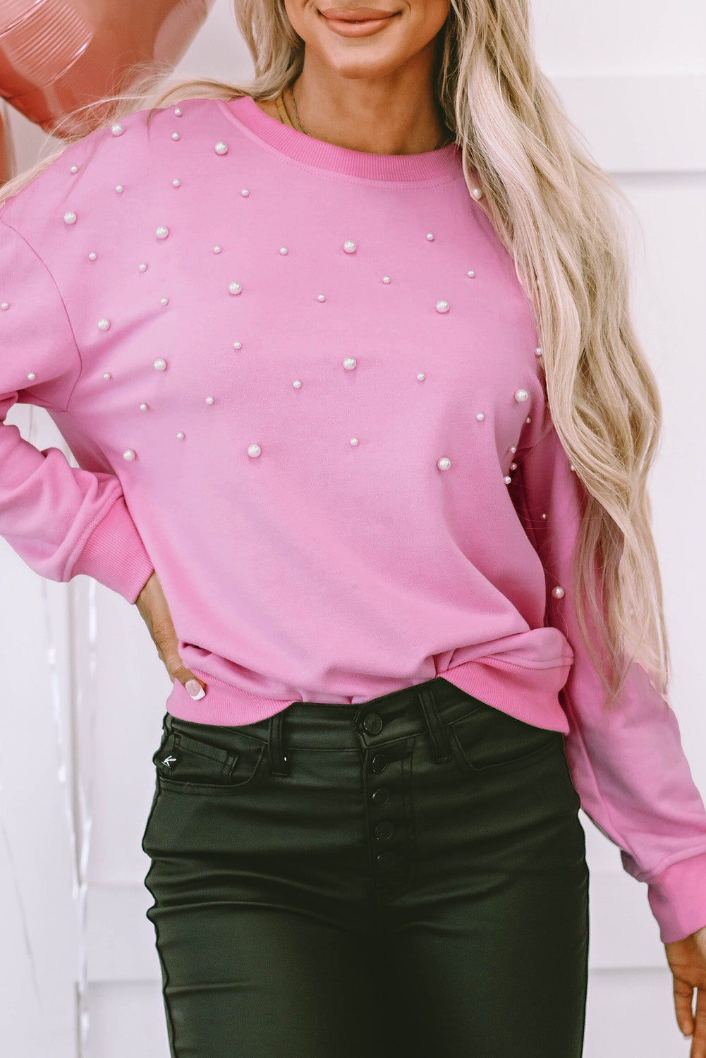 Women's Pink and Pearl Sweater