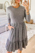 Women's Gray Pinstriped Midi Dress